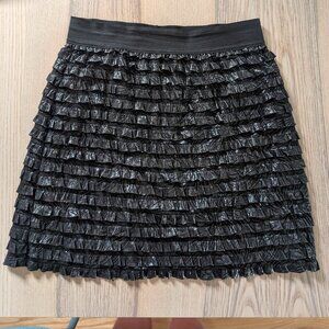 EUC Kimchi Blue Black and Silver Metallic Ruffle mini Skirt Women's Medium urban